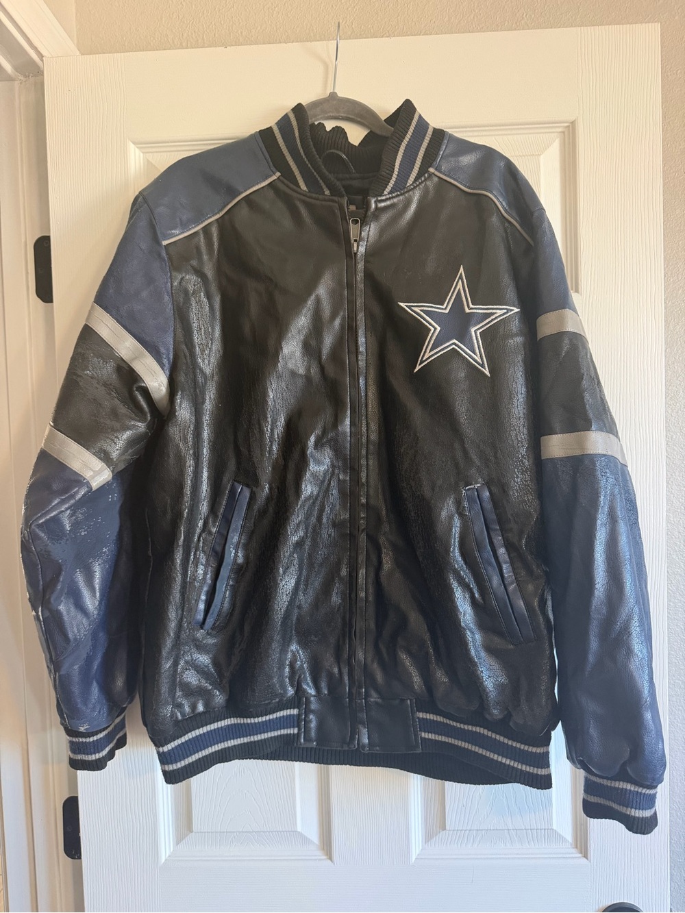 Vintage NFL Dallas Cowboys Faux Leather Bomber Jacket